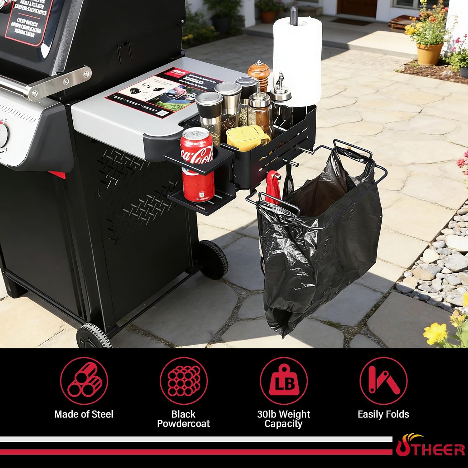 Utheer Grill Shelf Organizer Kit for Weber Works Rail, Grill Caddy image 4