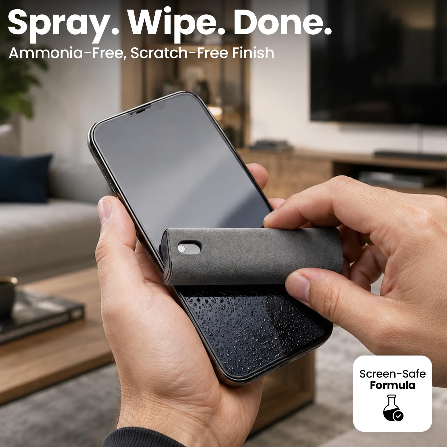 EVEO Paquete de 2 limpiadores de Pantalla en Aerosol y Limpiador de Pantalla de Coche 2 en 1 y Limpiador de Pantalla de iPhone para Laptop, computadora, MacBook, iPad y más, Brillo sin Rayas (Gris y