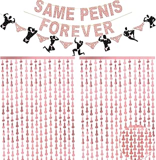 utuher Bachelorette Party Supplies with 2 Pack Rose Gold Fringe Foil Curtains, Bachelorette Party Banner Photo Booth Props, Hen Party Banner Sign Decorations for Bachelorette Party
