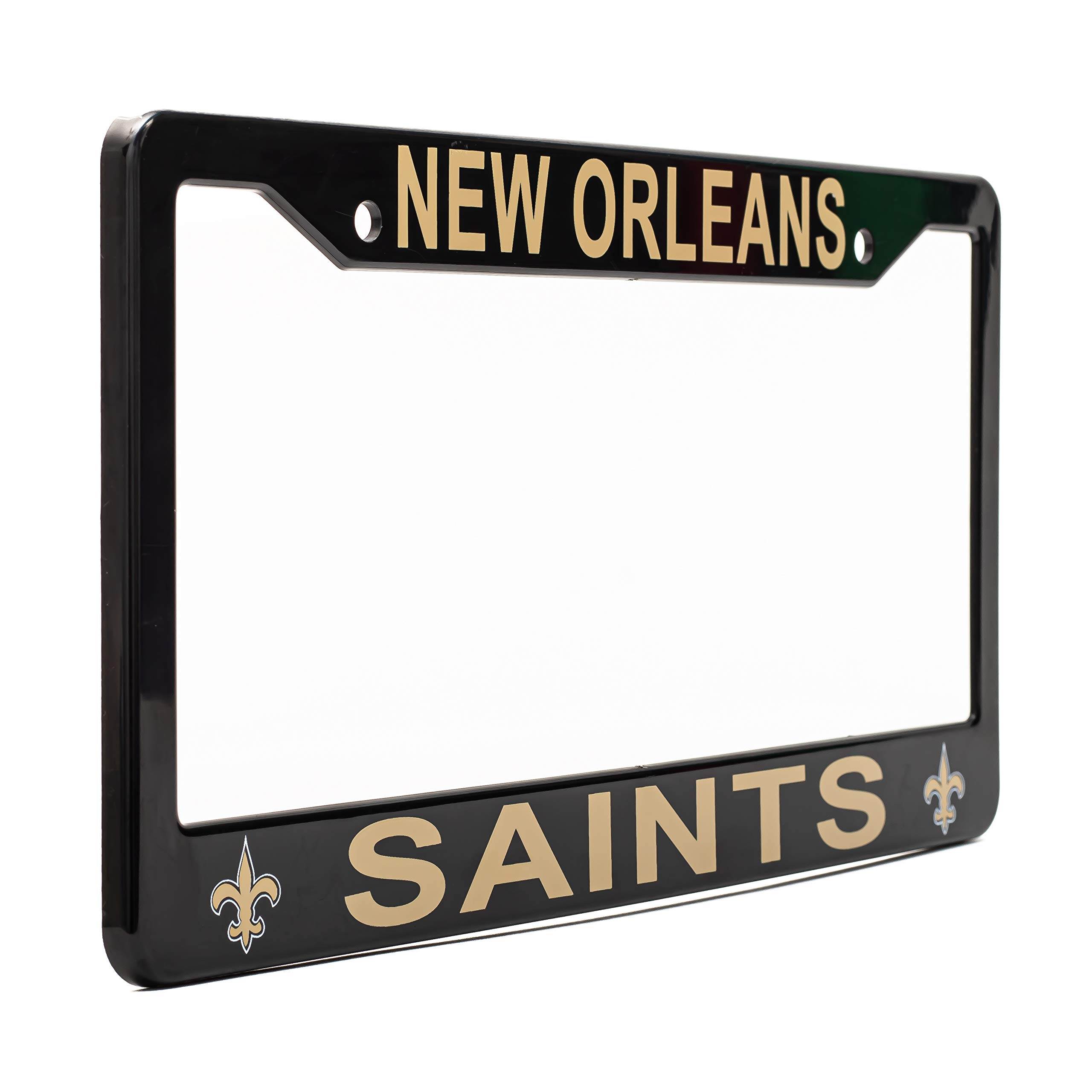 EliteAuto3K License Plate Frame Cover for New Orleans Saints Fans – Black – 12.25” x 6.25” - Ideal Gift for Sports Fans & Supporters – Slim Design