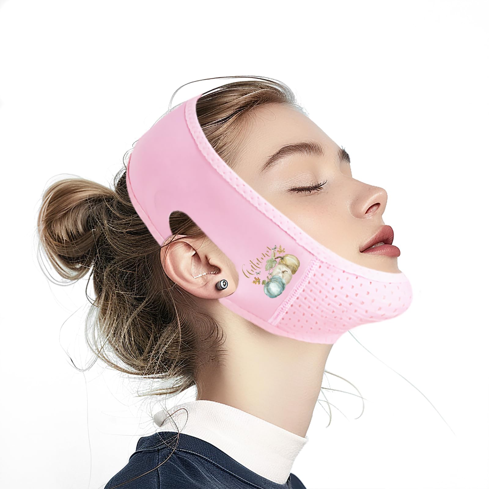 Chin Strap for Sleeping V Line Lifting Mask Reusable Face Strap Jaw Exerciser Pumpkin-Pink-T