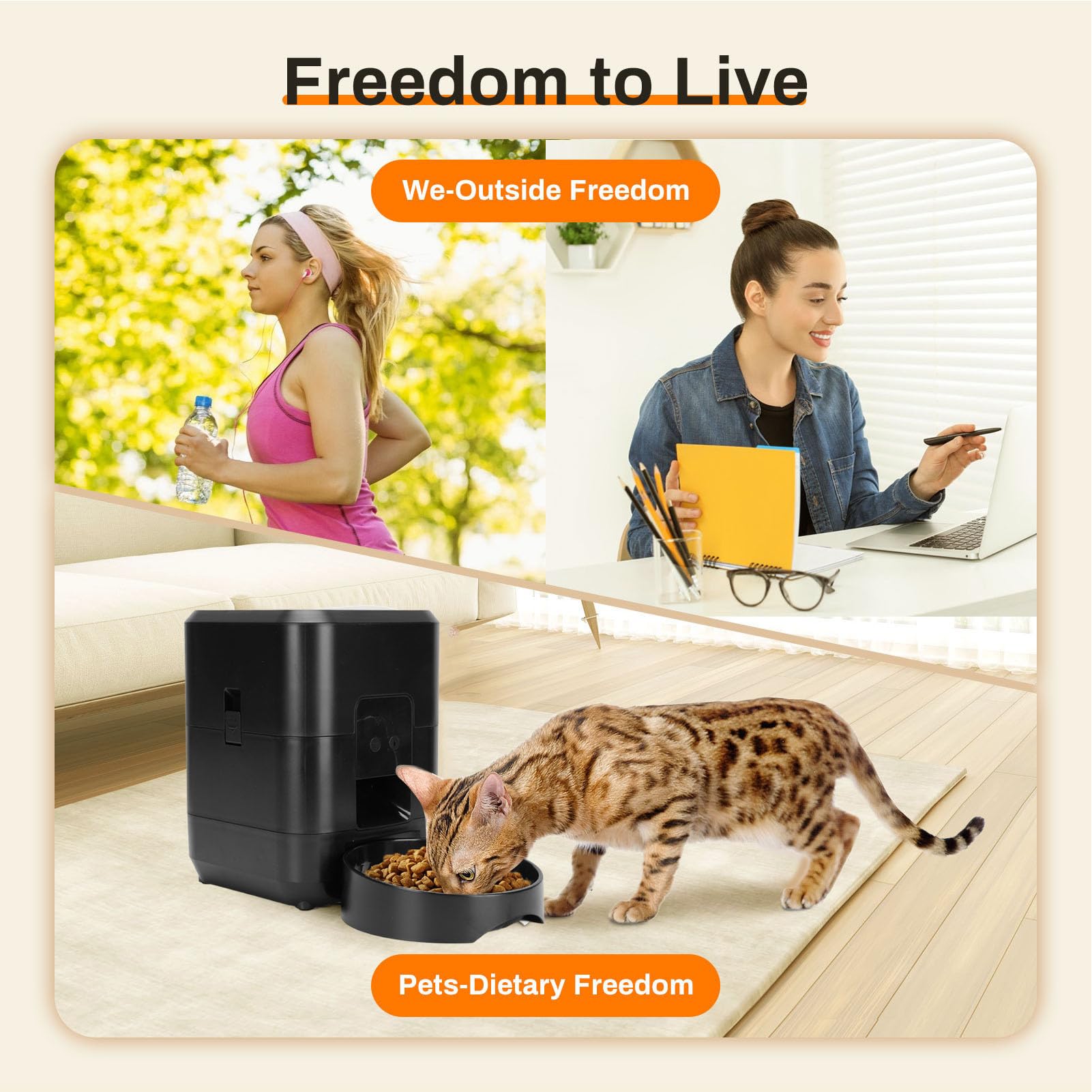 Automatischer Katzenfuttermittel, WiFi Dog Troy Food Spender mit Zeitgesteuerter Fütterung, Portionskontrolle, Haustier Auto Feeder für Katzen Kleine Hunde Haustiere (Black)