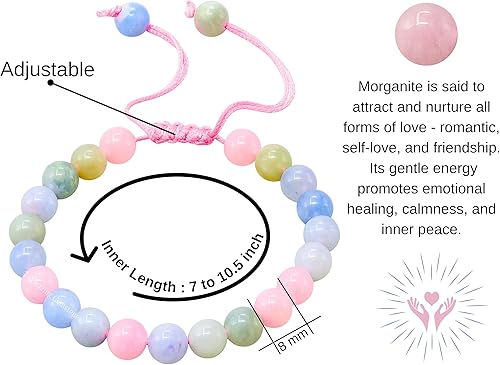 Miniatura 201 de Amazing Gemstone Pulsera de cristal para mujeres y hombres, pulsera de cristal curativo de protección, pulsera ajustable con cuentas de piedras