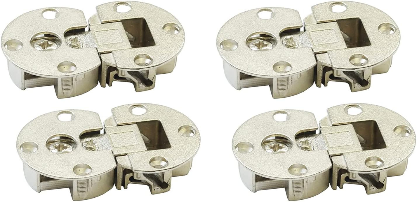 90 Degree 3D Adjustable Flap Lid Concealed Hinge 35mm for Furniture Gate Cabinet Door Folding Holder Nickel-Plated Furniture Fittings Cupboard Wardrobe Hinges Pack of 4