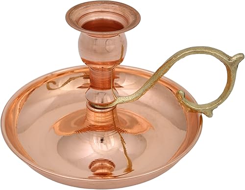 Portavelas de cobre hecho a mano para decoración rústica del hogar con asa, portavelas de metal para velas de pilar, decoración gótica, portavelas