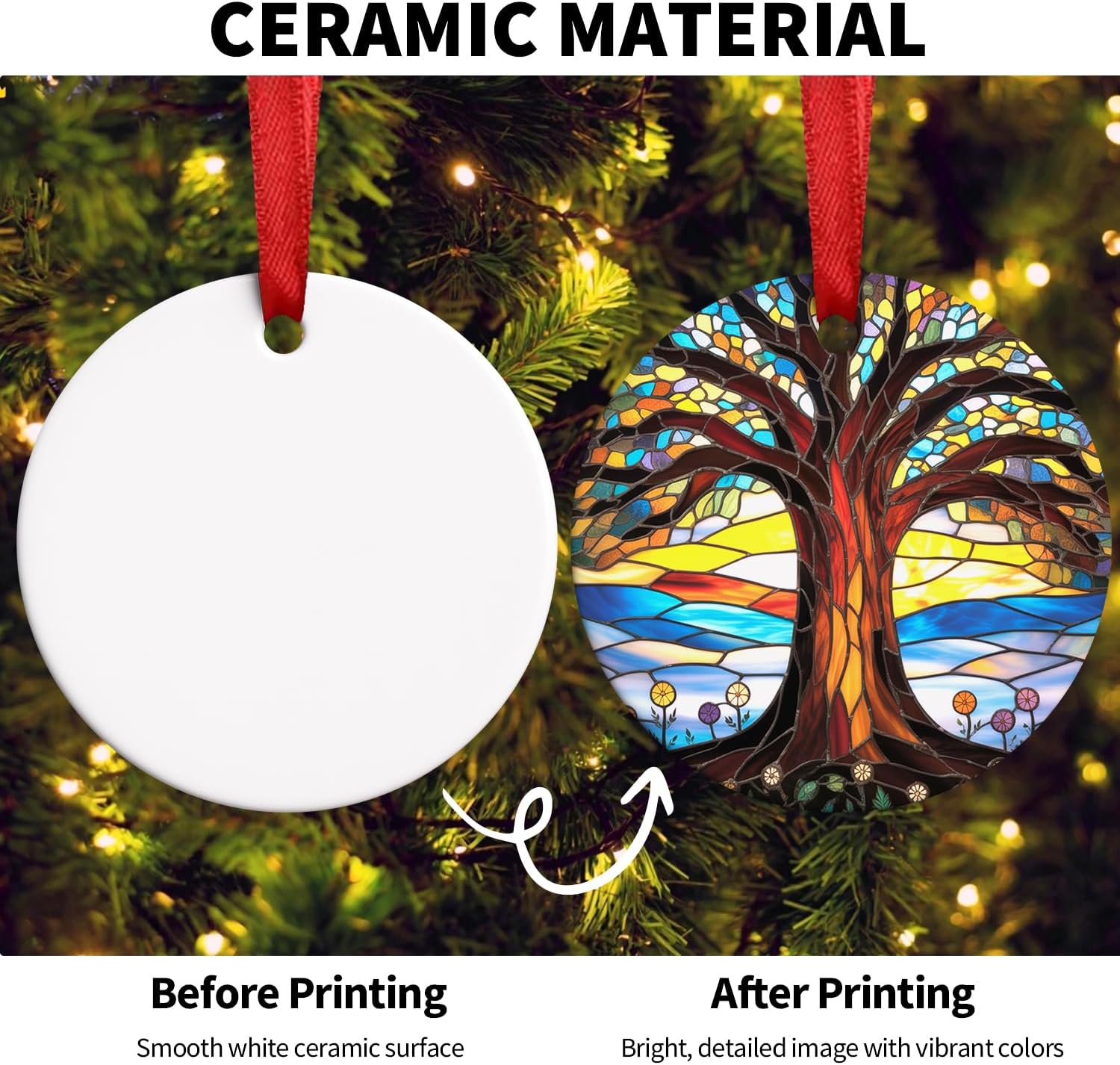 Christmas Ornaments 2025 - Stained Glass Style, Tree of Life Christmas Ornament - Special Exchange Gift Ideas for Friends and Family - Image 7