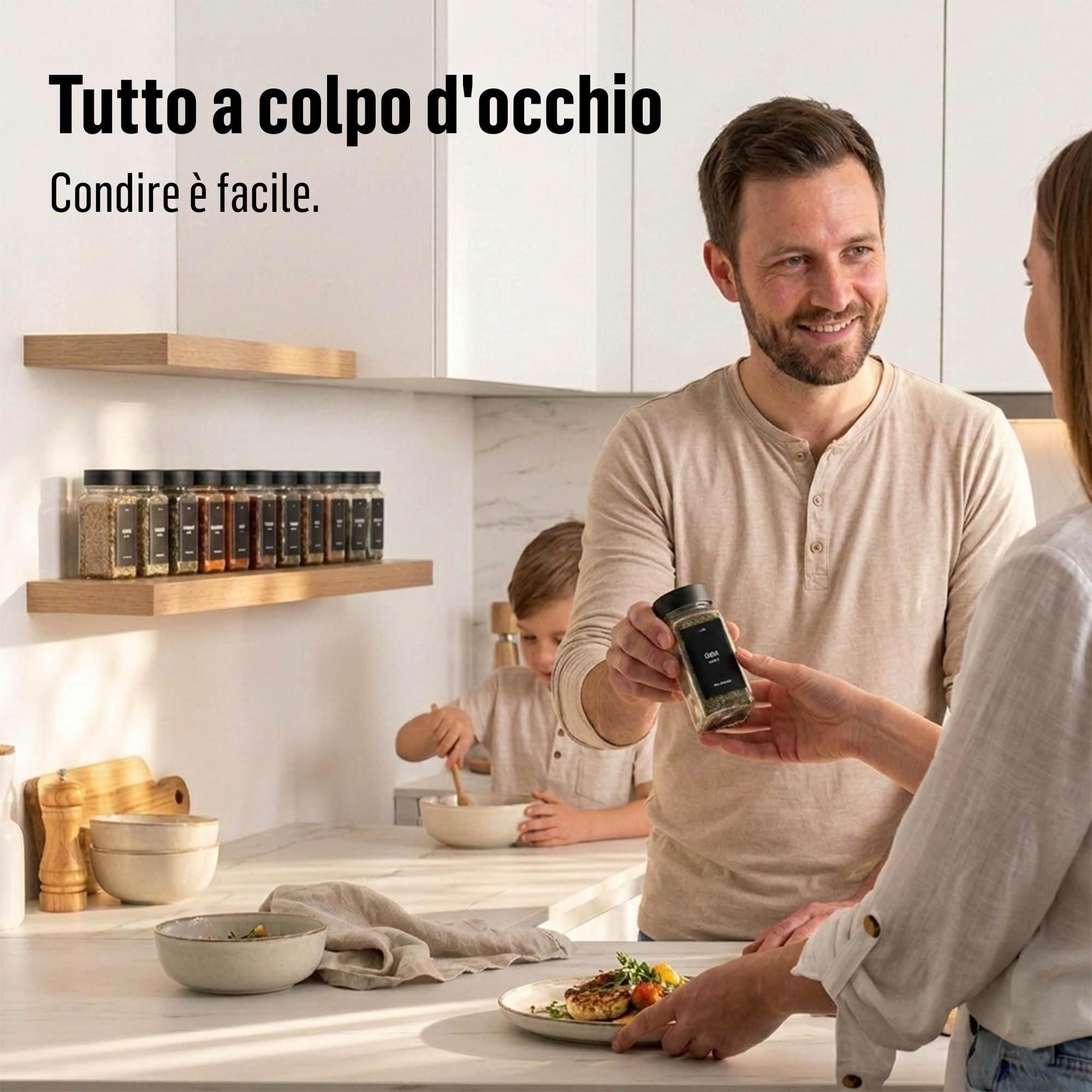 Deco haus® Set da 12 Contenitori per Spezie con Tappo a Vite - Kit per Condimenti con Etichette, Imbuto, Spazzola, Pennarello - Barattoli Portaspezie Piccoli in Vetro Trasparente da 120ml, 10,5x4,5 cm