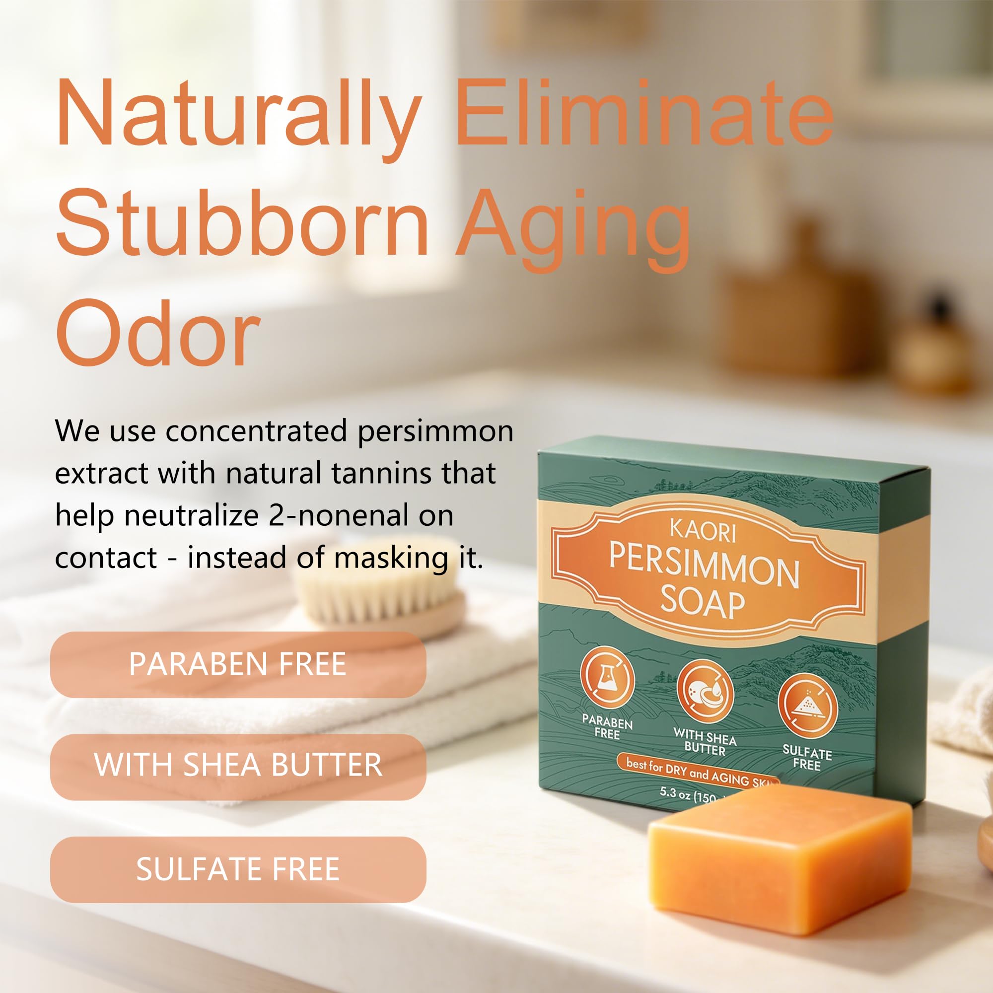 Kaori Persimmon Deodorizing Soap with Shea Butter
