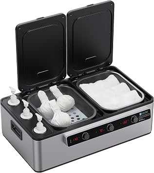 Master Massage Professional Electric 2IN1 Massage Stone Heater & 3 Bottle Massage Oil & Lotion &Gel Warmer-Digital Multifunctional Heating Equipment Combo