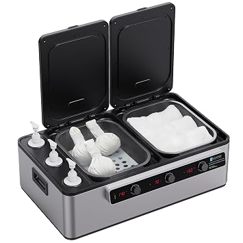 Master Massage Professional Electric 2IN1 Massage Stone Heater & 3 Bottle Massage Oil & Lotion &Gel Warmer-Digital Multifunctional Heating Equipment Combo