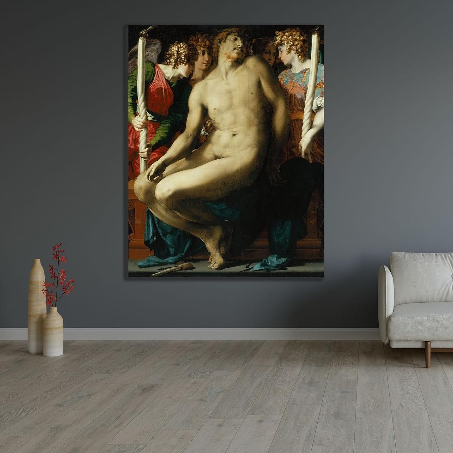 ArtDirect The Dead Christ with Angels Custom Framed Art Print Giclee Print or Canvas Options with Various Sizes and Customization by Fiorentino, Rosso