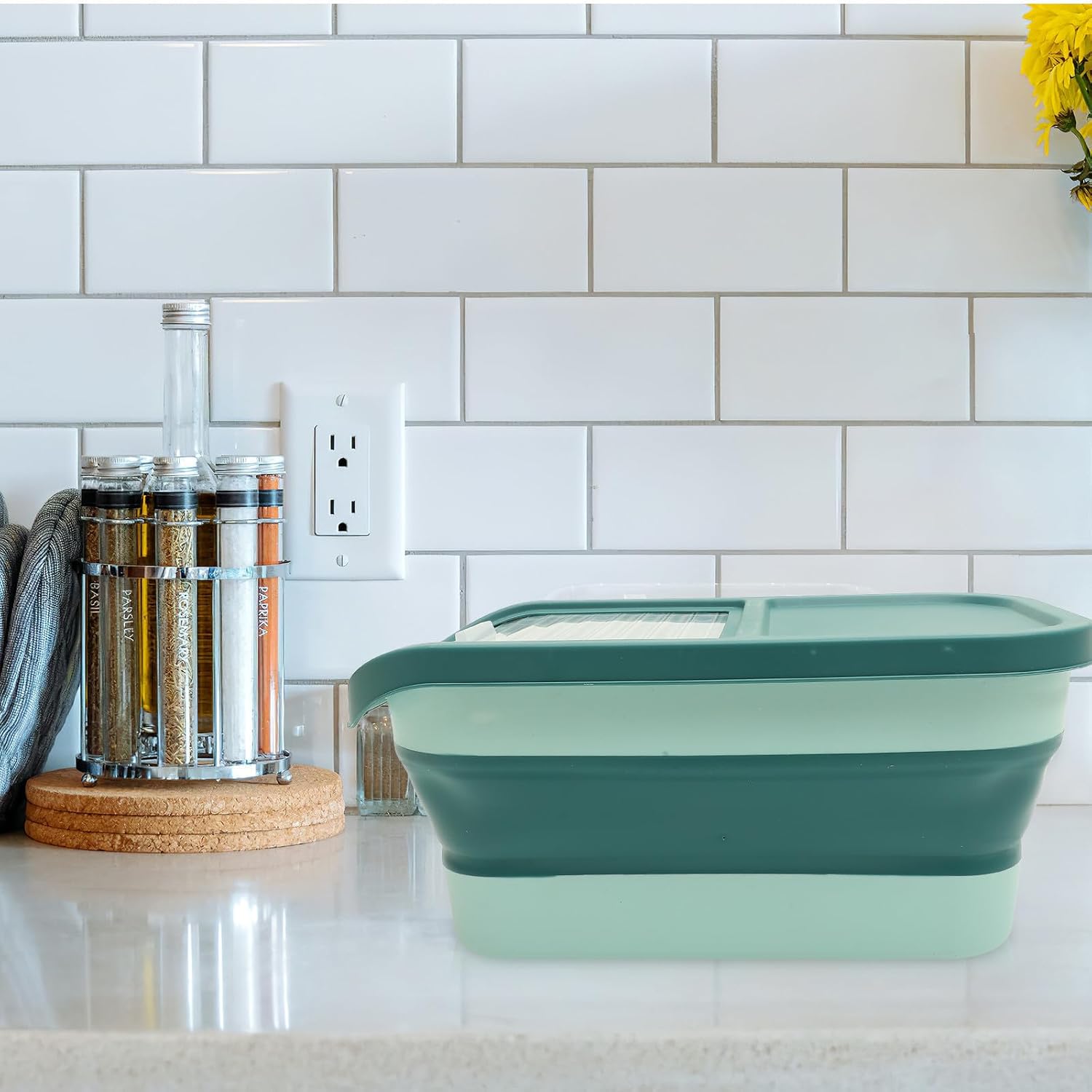 Sliding Lid Rice Container Large Capacity PP Storage Box