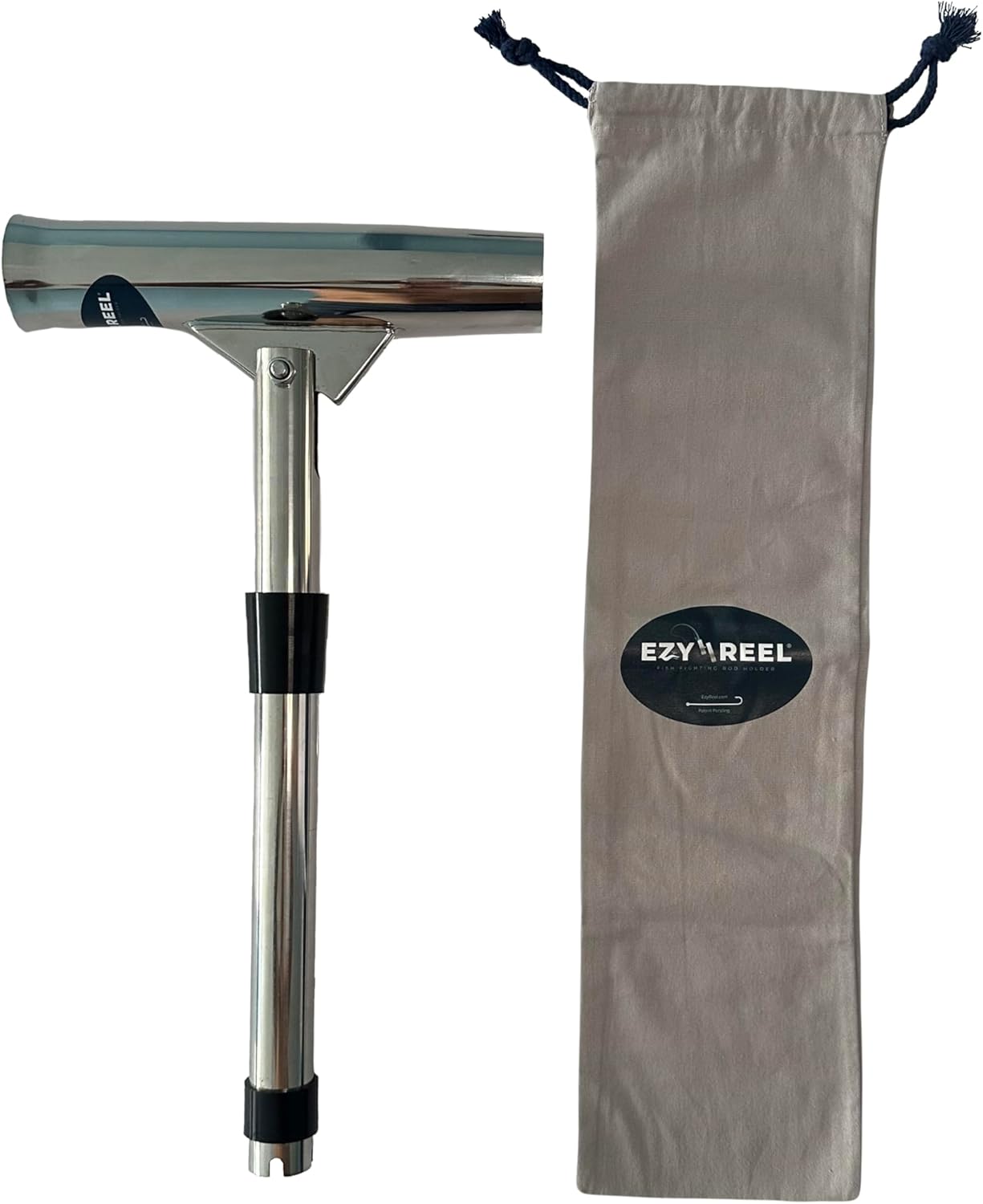 Never SEEN Boat Fish Fighting Rod Holder Lets You Stand & Move 90 Degrees Forward & Back Naturally When Reeling in Any Catch See Video Straight OR Bent RODS - Solid Stainless - Lifetime WARR