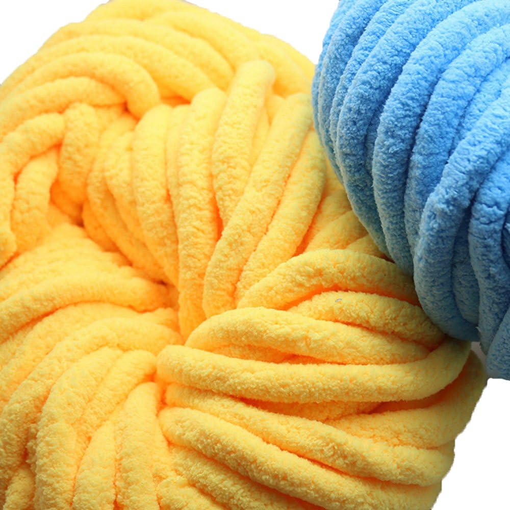Chunky Knit Chenille Yarn,Arm Knit Yarn,Arm Knit Yarn,Baby Yarn,Fluffy Yarn,Chunky Yarn Arm Knitting (1kg, Yellow)