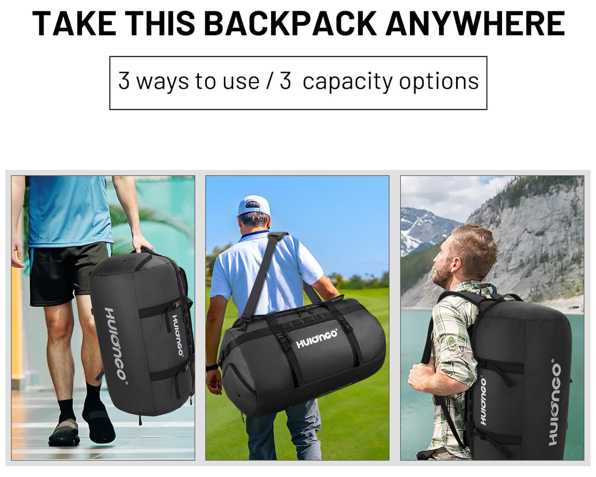 Hulongo Bolsa de Deporte 30L Impermeable Mochila con Compartimento para Calzado 3 en 1