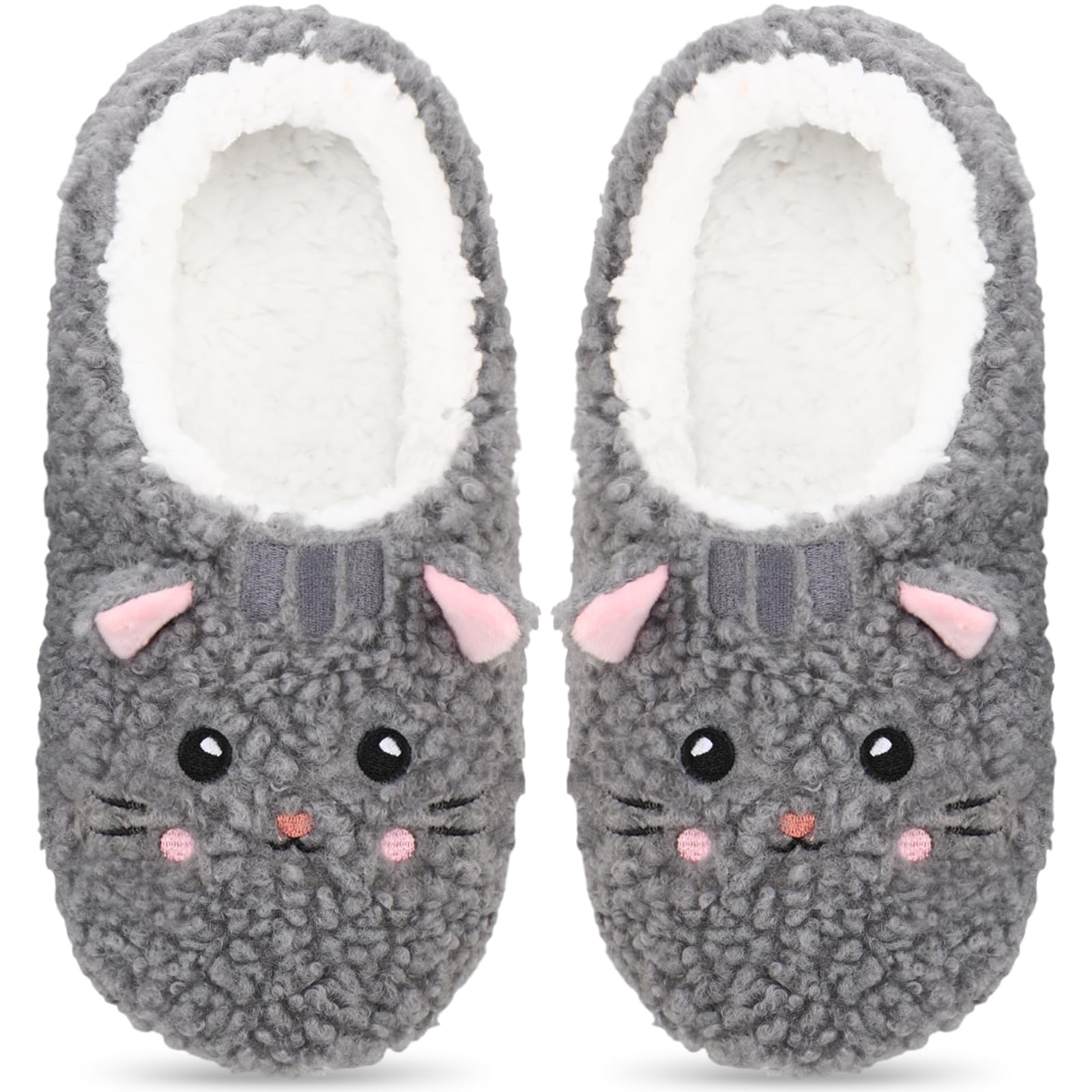 Cute Slippers Warm Fluffy Cozy Animal House Slipper Socks Non-slip Indoor Shoes Fun Gift for Women