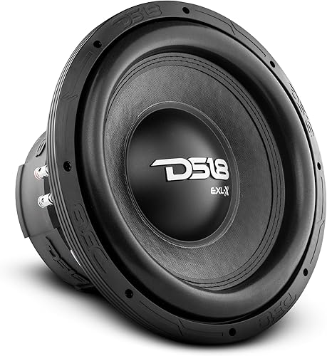 DS18 EXL-X12.2D Subwoofer para automóvil de 12 pulgadas, 2500 W, potencia máxima, 1250 W, potencia RMS, bobina de voz dual de 2+2 ohmios, graves de