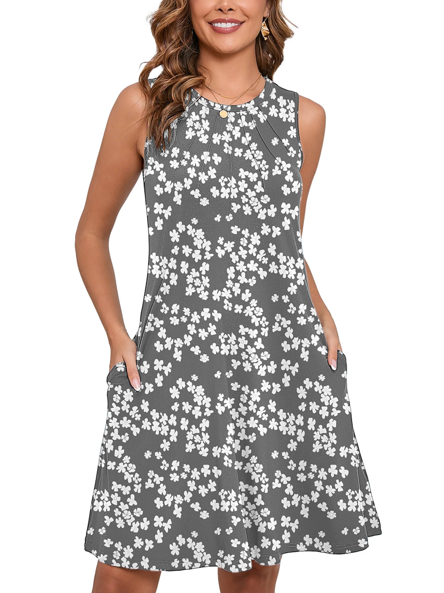 Heymoments Women Sleeveless Summer Beach Dresses with Pockets
