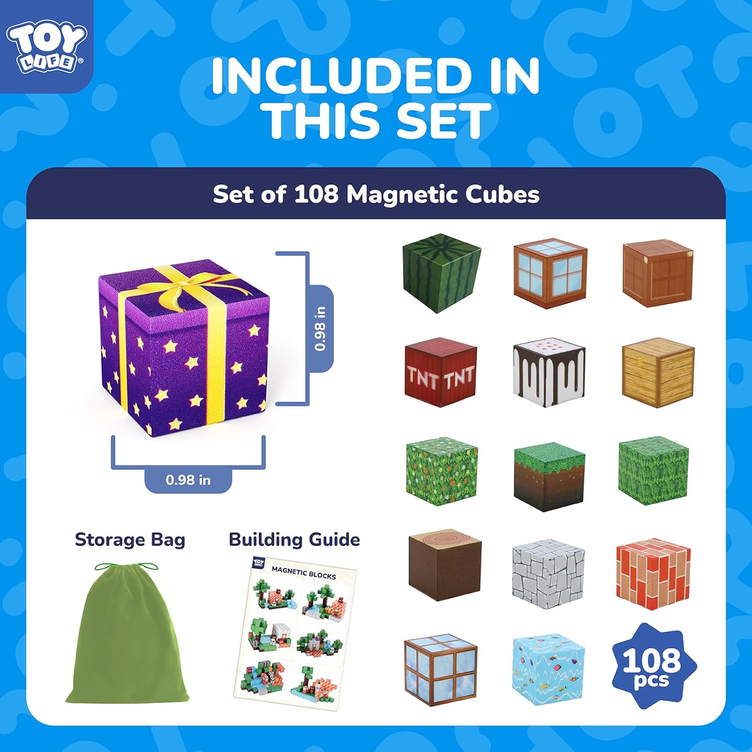 TOY Life Magnetic Blocks, Mine Magnet Block Set Build Frozen Princess Castle World for Kids Age 3+ Year Old Boys Girls, Magnetic Building Blocks for Toddler (108PCS Forest Castle)