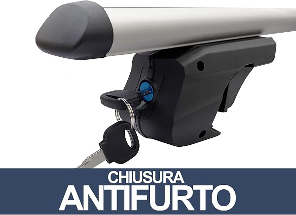 Auto Accessori Lupex - Barre portapacchi universali da 120 cm per tettuccio auto, con serratura antifurto, per binari rialzati con larghezza fino a 105cm - Conf da 2 pezzi, Grigio - 2