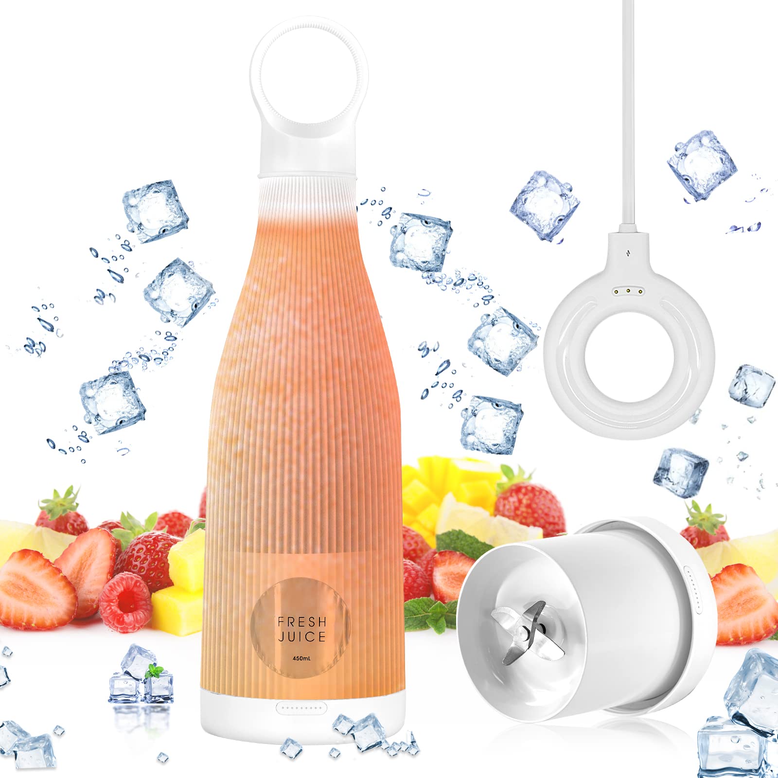 Portable Blender, Personal Blender for Shakes and Smoothies with USB Rechargeable Mini Fruit Juice Mixer, Personal Size Bl...