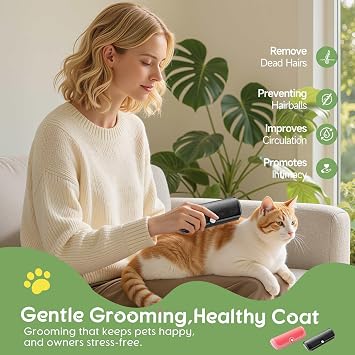 Deshedding Brush for Dogs & Cats – Gentle Wide Stainless Steel Comb, Pain-Free Undercoat Grooming Brush for Long & Medium coats Pets to Cut Down Shedding(Color: Black)