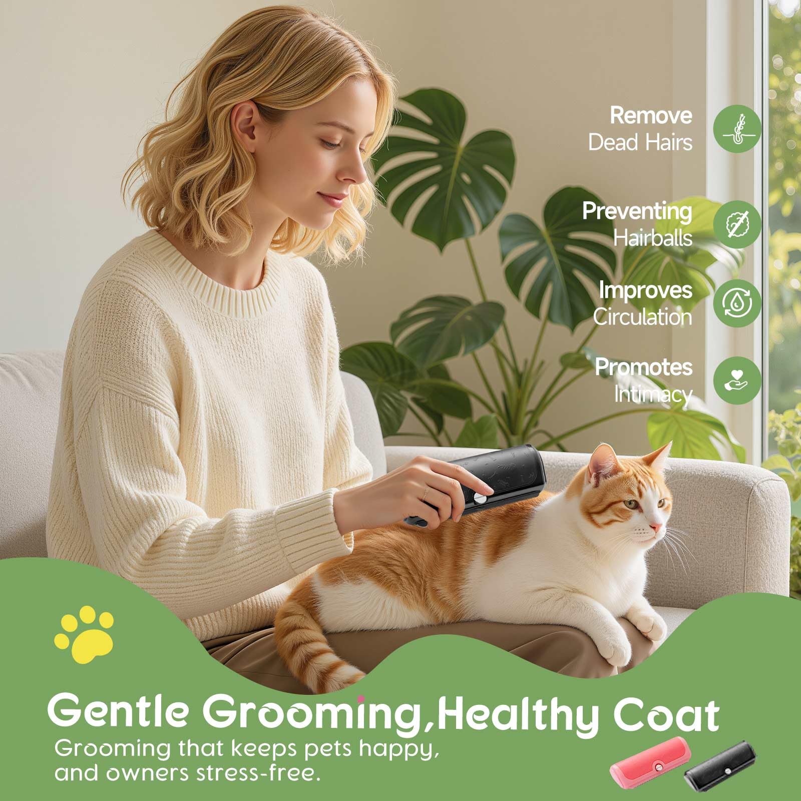 JOLLY AUNTIE Deshedding Brush for Dogs Cats, Horses & Pets, Gentle Wide Comb - Image 4