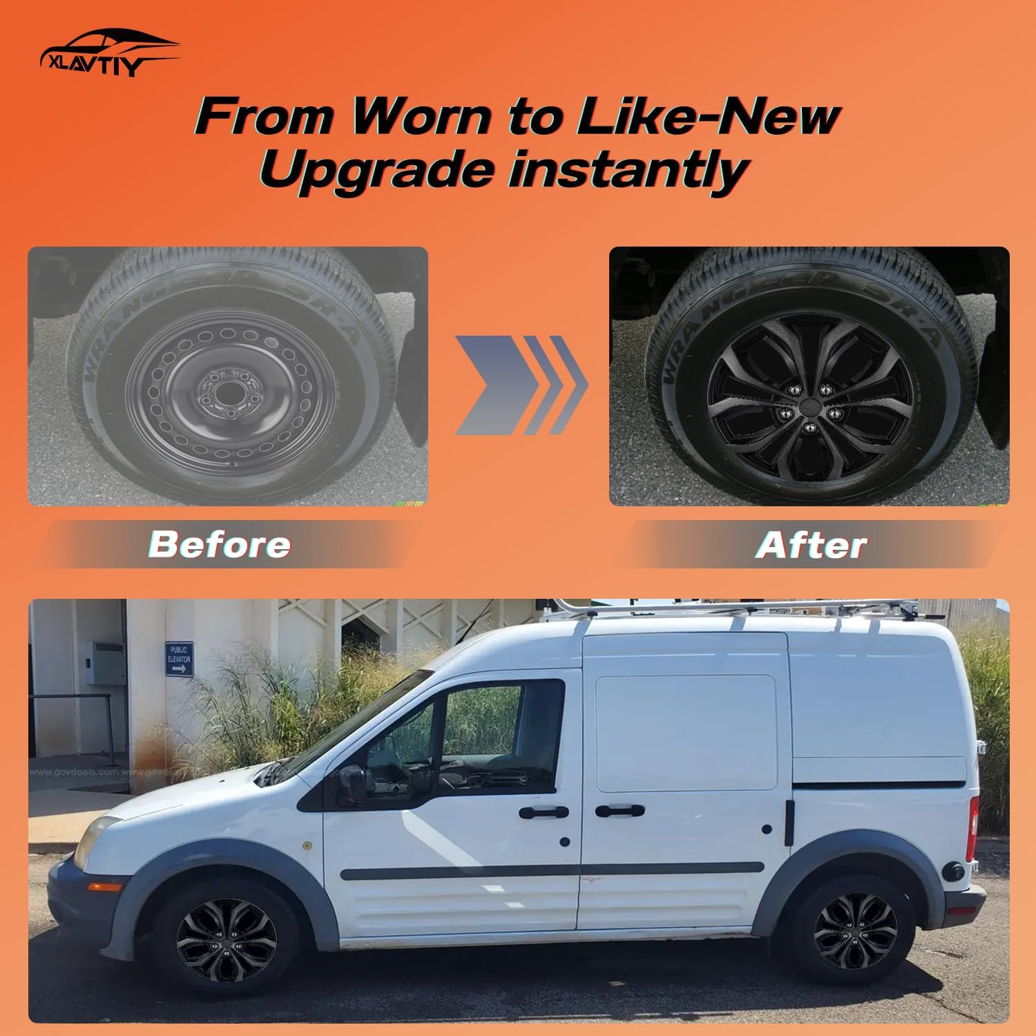 15 Inch Universal Hubcaps, Grey & Black Snap-On Wheel Covers, Compatible with Most Standard Steel Wheels, Cars Sedans & SUV, Set of 4 (Grey and Black)