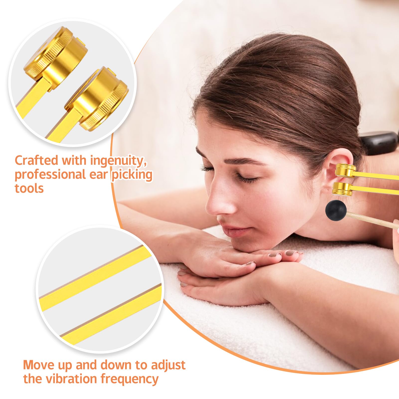 128hz Tuning Fork Hammer Aluminum Alloy Medical Non-Magnetic Body Weighted Tuning Fork + Wood Hammer for DNA Repair Healing Sound Therapy Balancing Healers Vibration Accurate Frequency (Gold) - Image 3