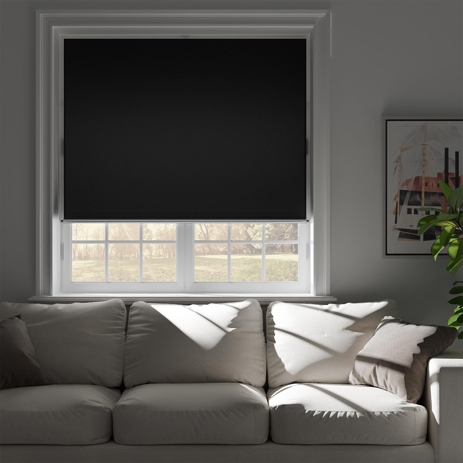 NIGHTON Retractable Blackout Curtains, Blackout Blinds with Hook and Loop Adhesive, No Need to Drill Holes and No Marks, Portable Window & Door