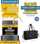 Narwey Personal Item Travel Bag Airplane, Small Travel Duffle Bag, Underseat Carry on Luggage for Airplanes, Gym Bag Weekender Overnight Hospital Bags for Women and Men 25L (Black)