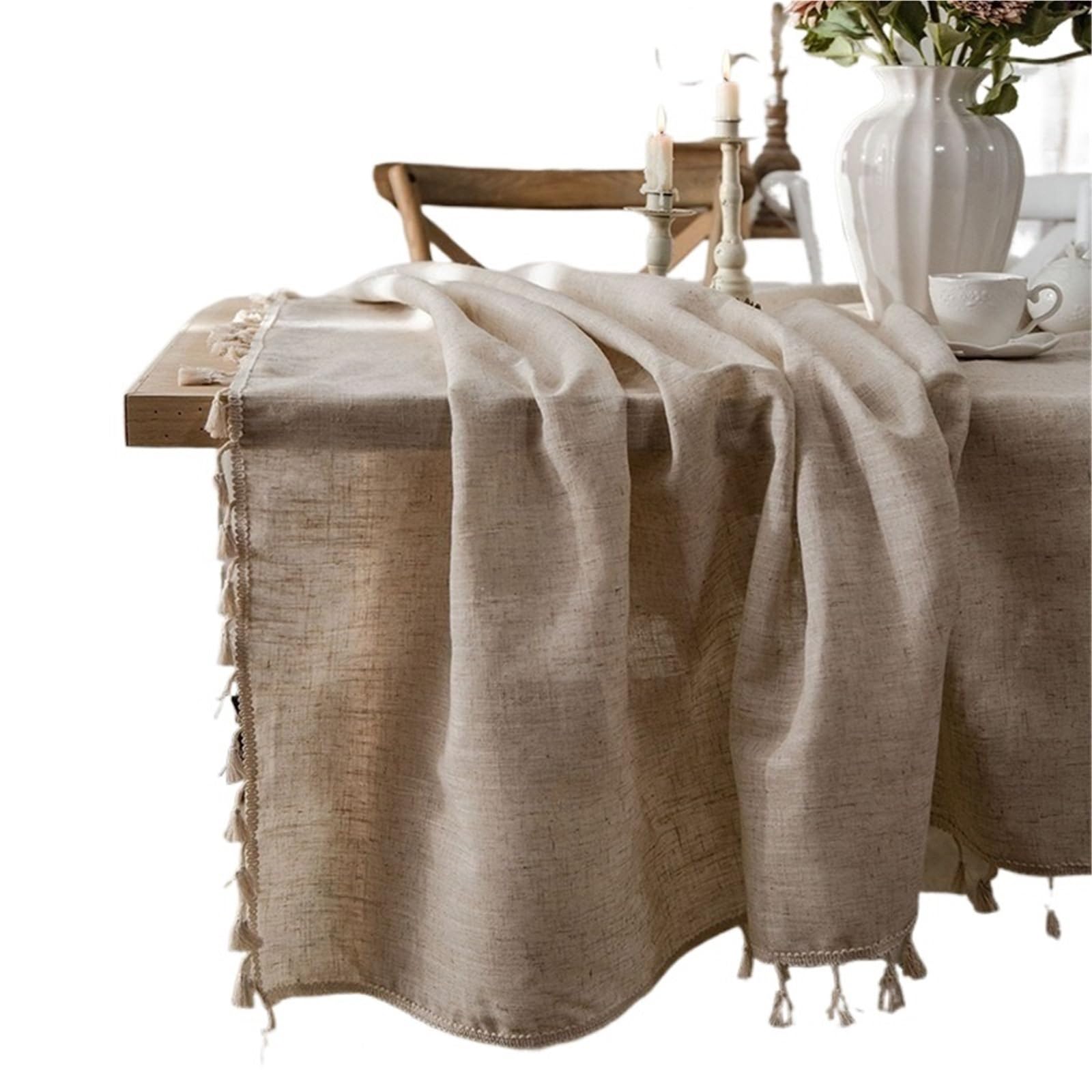 HYFEUOKF Linen Tablecloths Washable Cotton Home Hotel Dining Table Decoration Solid Color Coffee Cover Comfort Cloth(140x300cm)