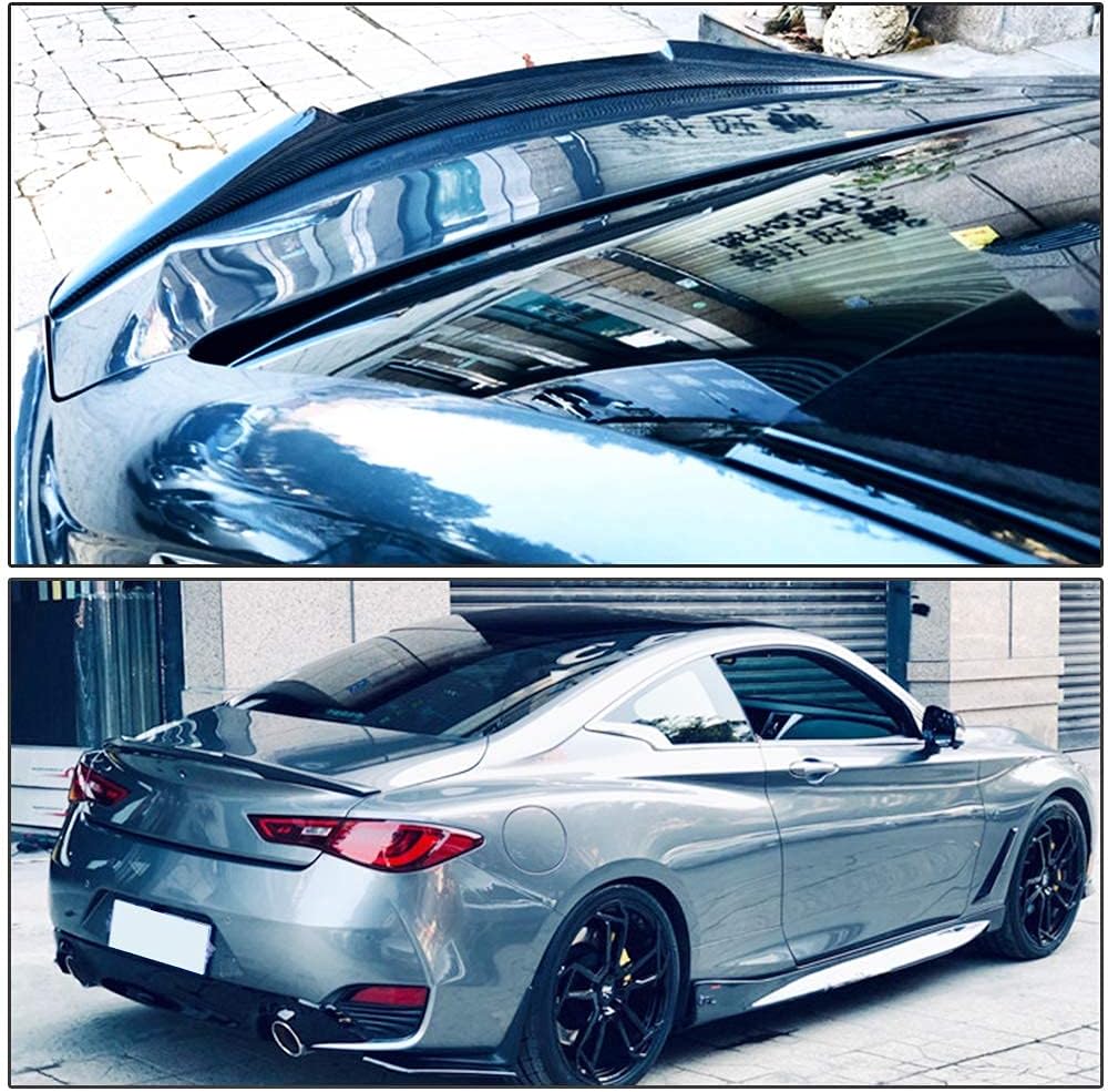 MCARCAR KIT Real Carbon Fiber Trunk Spoiler Compatible with 2017-2023 Infiniti Q60 Q60S Coupe Rear Trunk Spoiler Boot Lid Highkick Wing Lip Factory Outlet