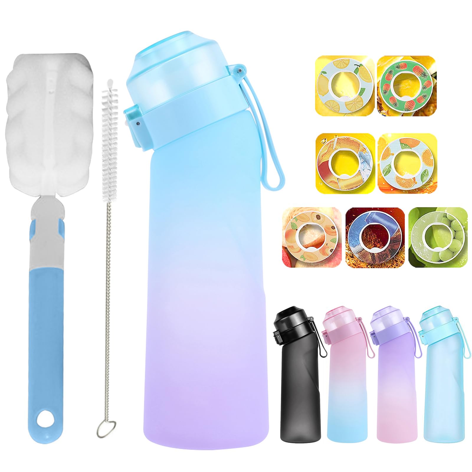 FIENZAA1r up Water Bottle with 7 Flavour Pods, 650ML Air Water Bottle Starter Up Set Drinking Fruit Fragrance BPA Free Tritan With Straw Choose flavour pods Scented 0 Sugar And Water Cup