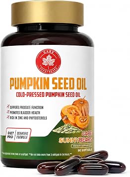 Pumpkin Seed Oil Capsules with Saw Palmetto 2400mg,Cold Pressed Pumpkin Seed Oil Gummies with Saw Palmetto for Hair Growth, Youthful Skin, Urinary, Bladder & Prostate Health90 Softgels