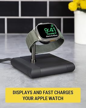 Scosche BL2AW BaseLynx 2.0, Magnetic wireless Charging Stand for Apple Watch, Fast Smart Watch Charger Docking Station Compatible with Apple Watch 2, 3, 4, 5, 6, 7, 8, 9, 10, SE, Ultra, Ultra 2, Black