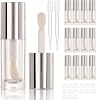 COSIDEA 14pcs Empty 6ml big doe foot wand Chunky lip gloss tubes for DIY lipgloss,Pink round lipgloss containers tubes with thick wand, Silver
