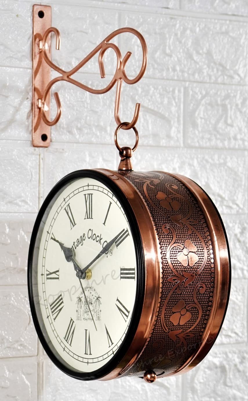 Vintage Handcrafted Wall Clock - Black Iron -11