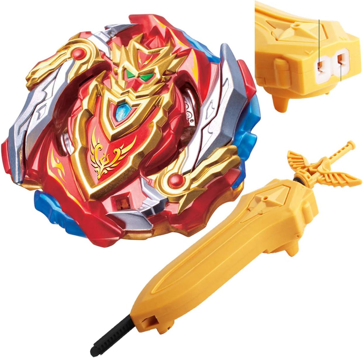 Bey Battle Burst GT Blade Evolution Turbo B-129 Booster Cho-Z Achilles.00.Dm God Bey LR Sword Launcher Handle Grip Kit Starter Set Gaming Tops Gyro Battling Top BeyLauncher Spinning Toys Gift for Boy