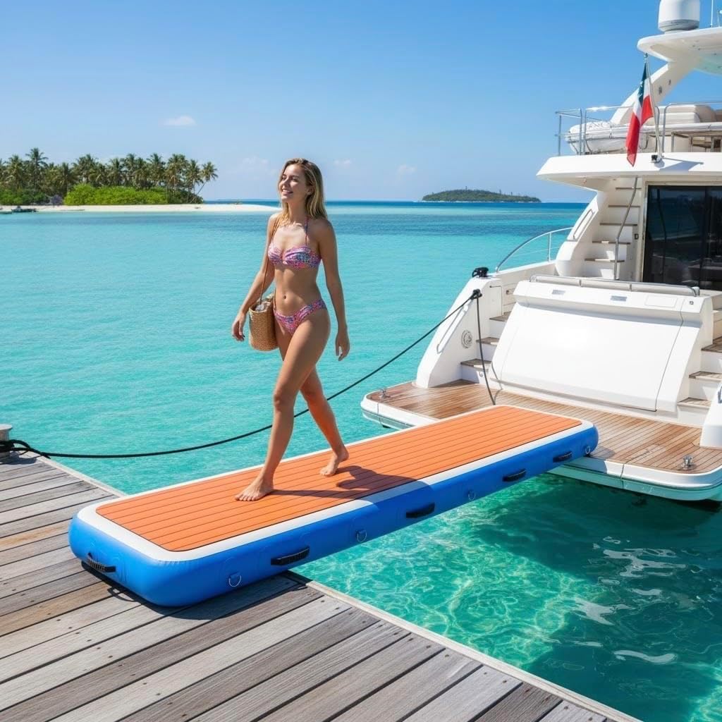 Inflatable Gangway Plank for Boats & Yachts, Gangway Boat Dock, Floating Dock Gangway Portable and Super Durable. Non Slip Surface- Paradisepad
