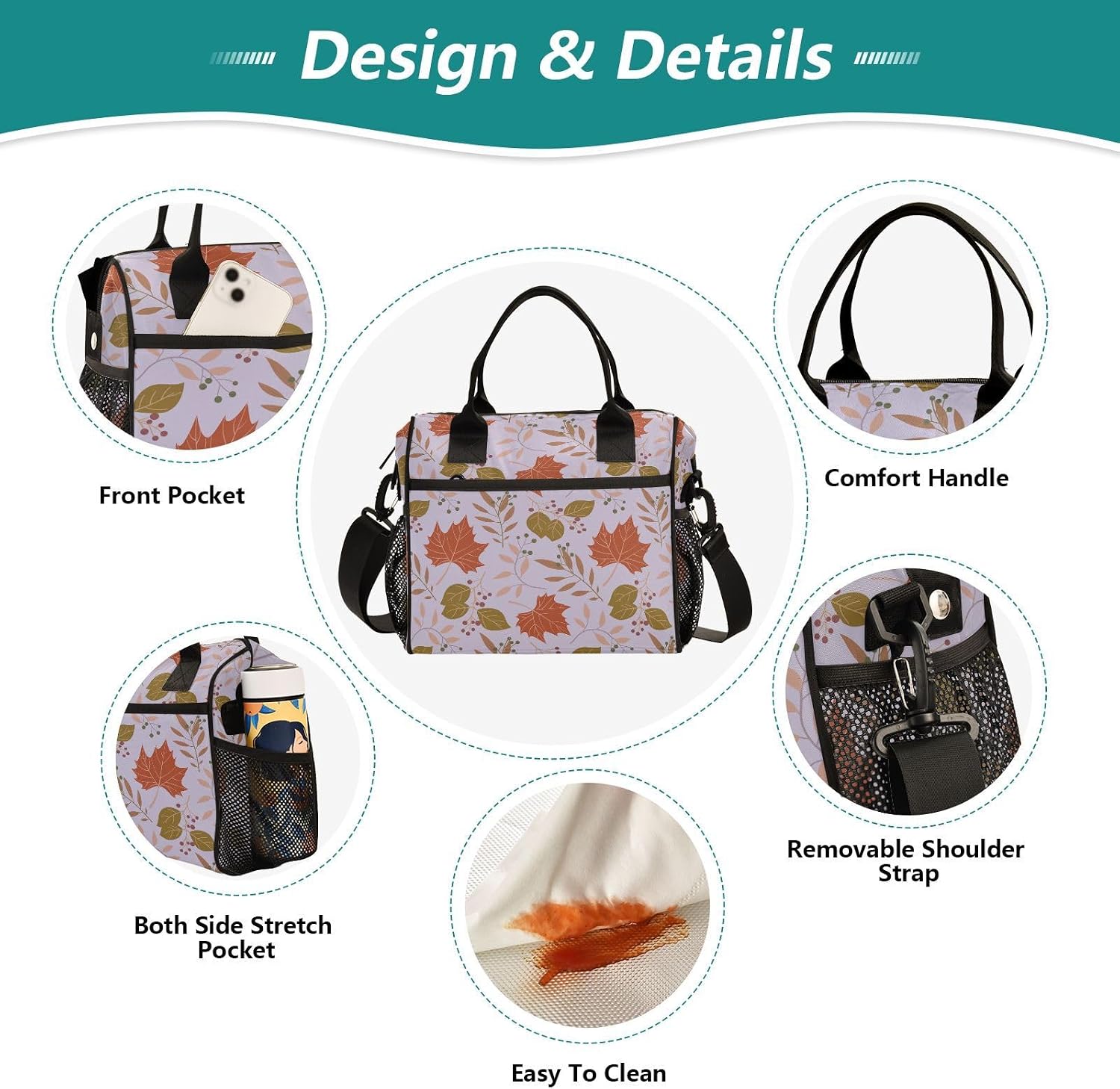 Spacious Insulated Lunch Bag for Women Water Resistant Reusable for Work Beach Trips Outdoor Adventures