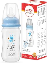 Milton Baby Narrow Neck Feeding Bottle 125 ml I Anti-Colic Design Silicone Nipple I ISI Certified I BPA Free I Supports Baby Led Feeding I Includes Leakproof Cap I Sterilizer Safe I 0+ Months I Sky Blue