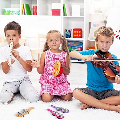 Miniatura 6 de 36 platillos de pandereta a granel para niños, mini juguetes musicales de mano coloridos sonajero para niños, fabricantes de ruido y divertidos