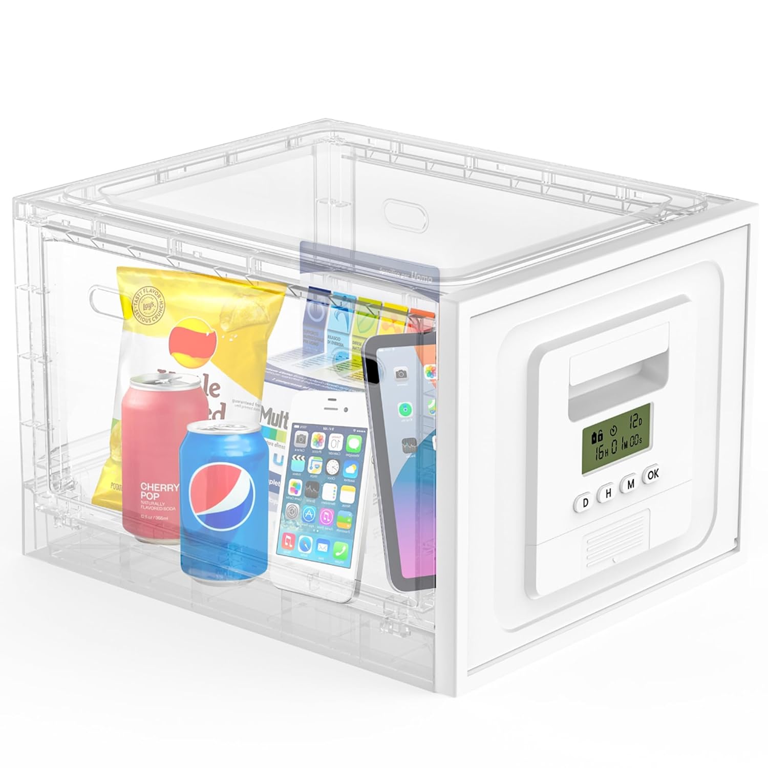 Caixa de Medicamentos Transparente com Bloqueio de Tempo e Combinado: O Contêiner de Lanches Para Geladeira Que Ajuda a Formar Hábitos