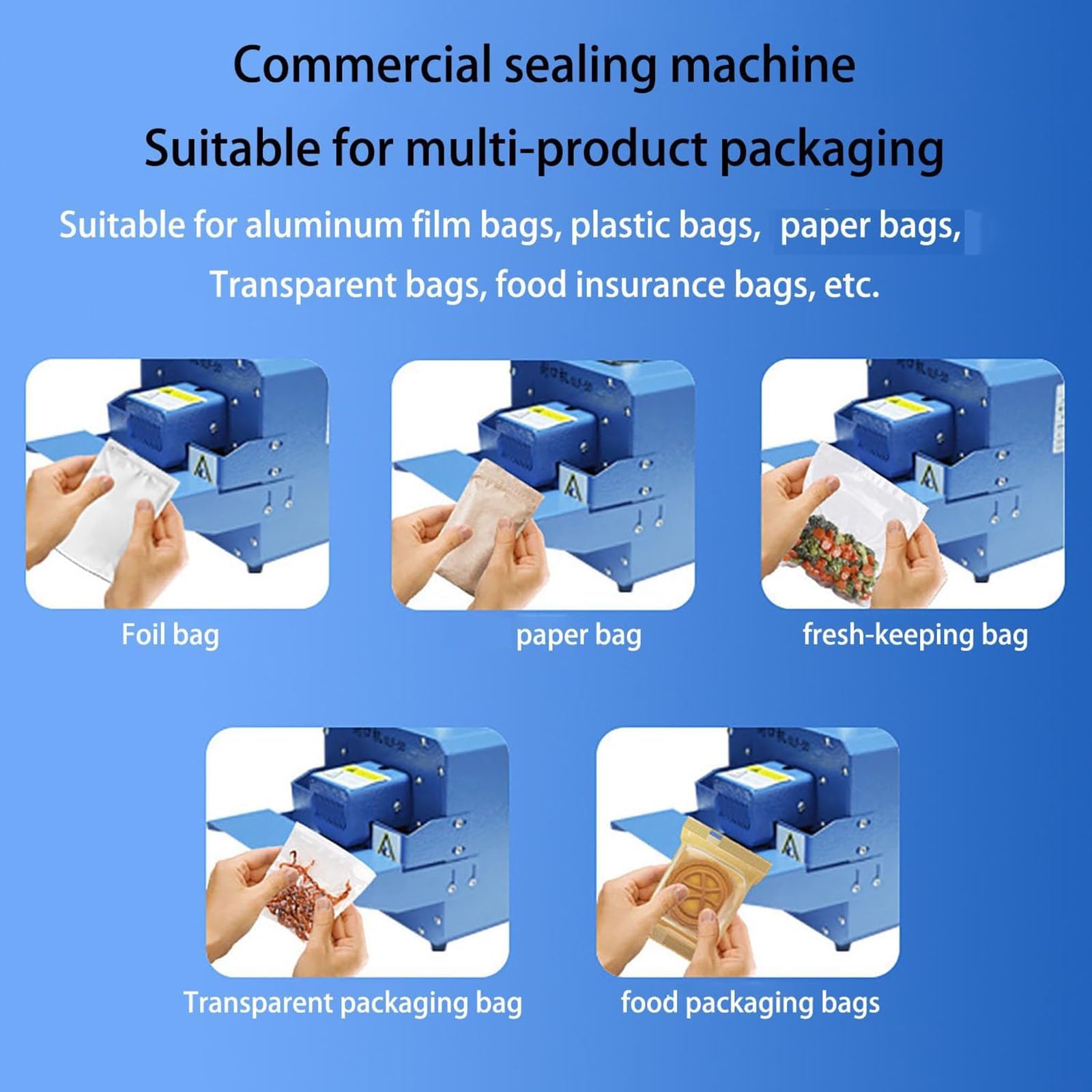 Sigillatrice automatica continua a nastro | Confezionatrice automatica per alimenti da 300 W | Sigillatrice termica da 5 m/min per sacchetti di plastica