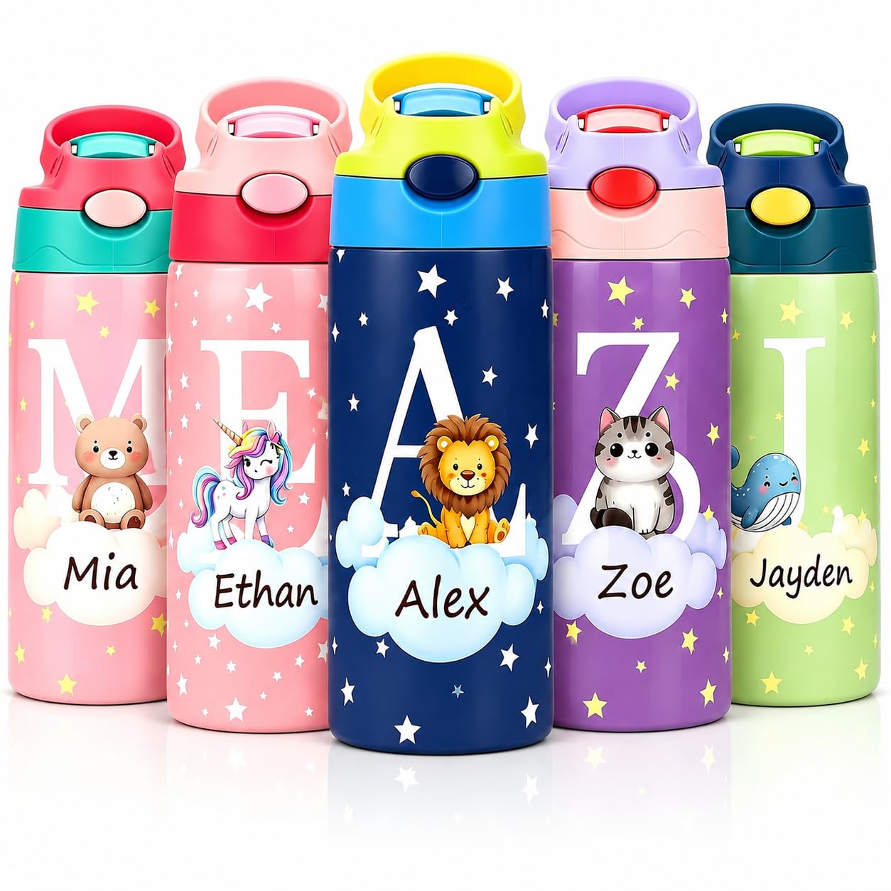 Personalised Water Bottles for Kids, Toddler Water Bottle with Name Photo