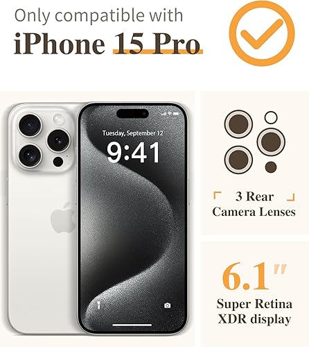 Miniatura 9 de GVIEWIN Funda para iPhone 15, 3 en 1 con protector de pantalla y protector de lente de cámara, transparente, suave, a prueba de golpes, ajuste