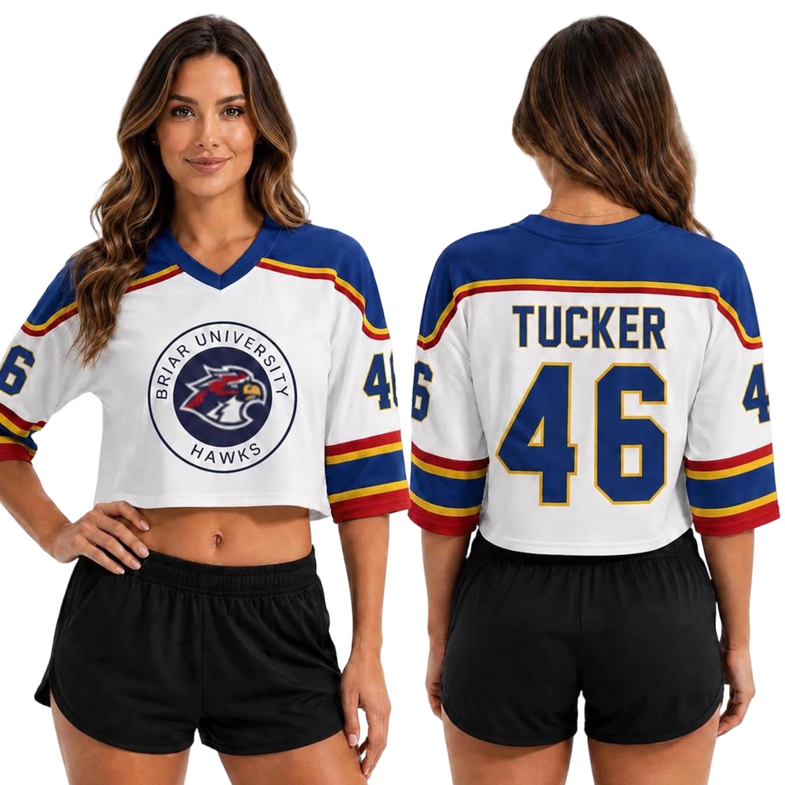 Off Campus Hockey Jersey Women Graham 44 & Logan 22 & Tucker 46 & Dean 66 Briar U Hockey Shirts Short Sleeve Briar University Shirts Sports Y2K Crop Tops Off Campus Merch for Fans