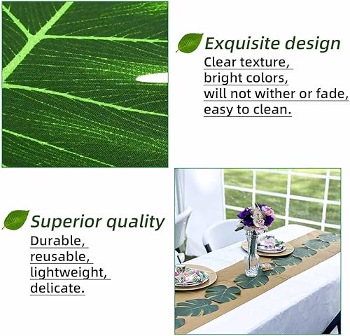 Miniatura 4 de 36 Pieces Artificial Tropical Palm Leaves for Jungle Safari Beach Hawaiian Luau Theme Birthday Party Table Decorations Faux Green Monstera Supplies
