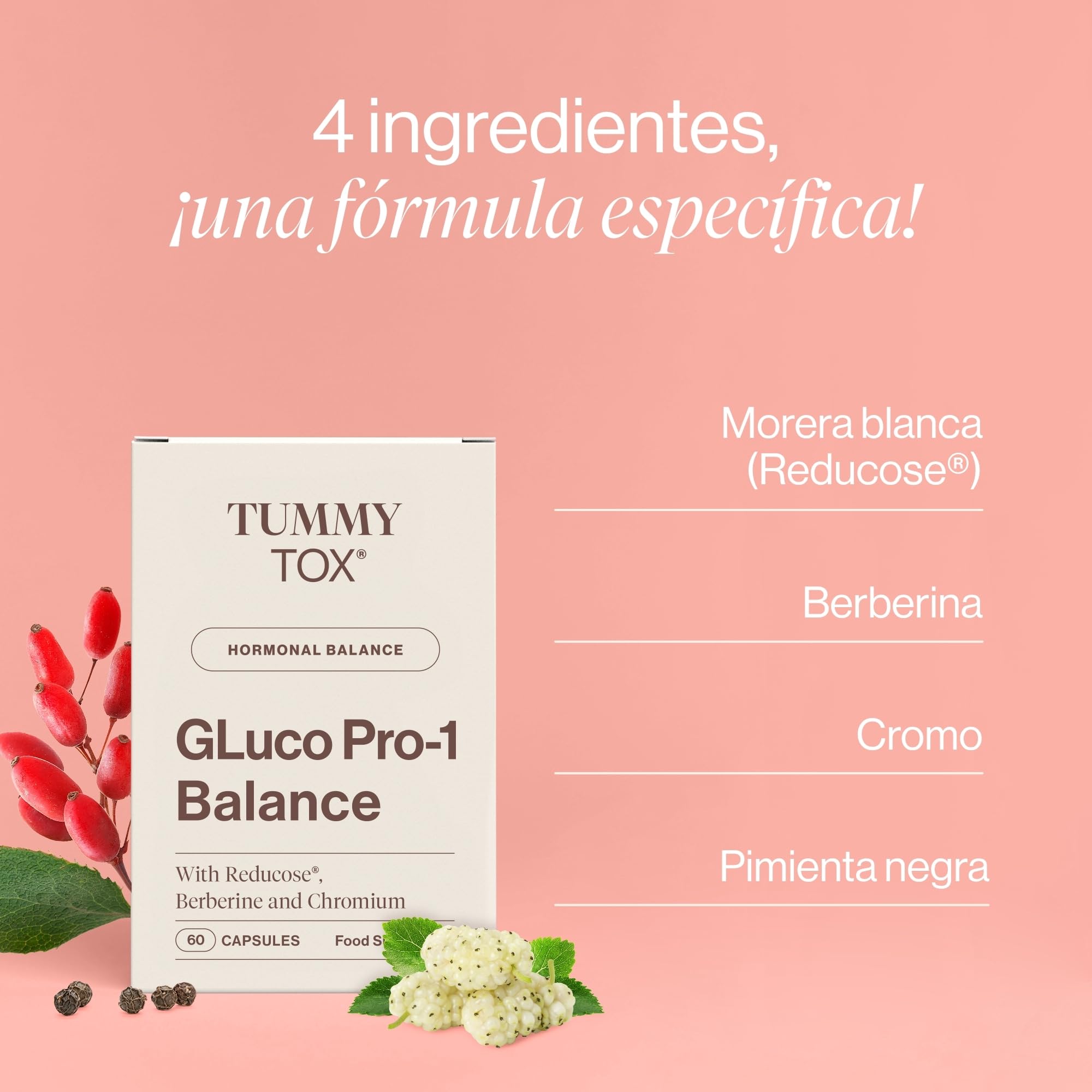 TummyTox GLuco PRO-1 Balance con Berberina 500 mg y Cromo, 60 Cápsulas